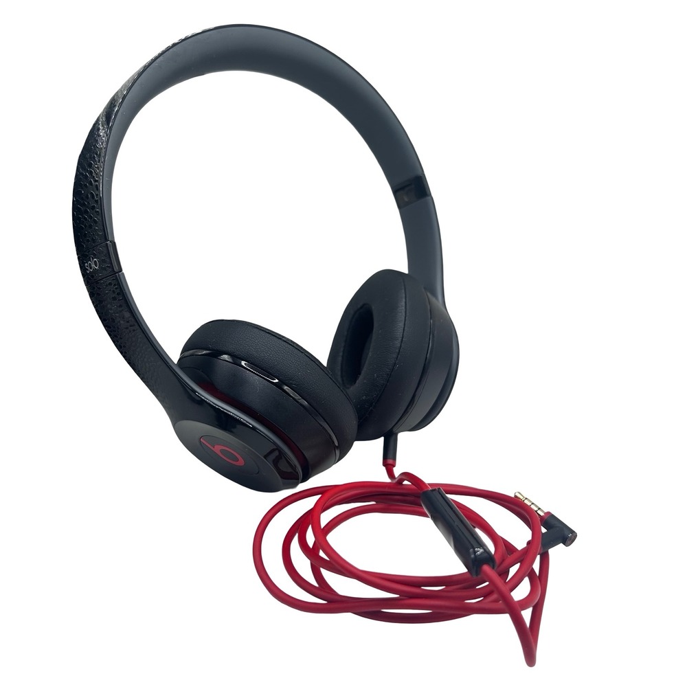 Beats by‎ Dre Solo HD Wired On-Ear Headphones Gloss Black with Red Cable Case